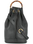 Gucci Vintage One Shoulder Drawstring Bag - Black
