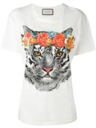 Gucci Floral Tiger Print T-shirt, Women's, Size: Small, White