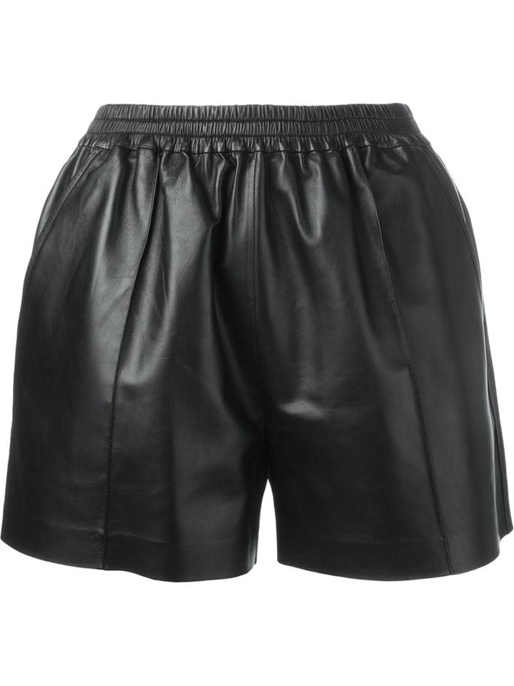 Givenchy - Ruffled Shorts - Women - Lamb Skin/acetate/viscose - 34, Black, Lamb Skin/acetate/viscose