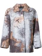 Alberta Ferretti Stained Metallic (grey) Effect Coat, Women's, Size: 48, Silk/cotton/nylon/other Fibres