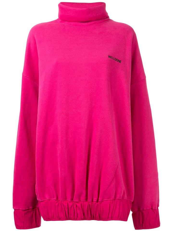 We11done Oversized Mock Neck Sweatshirt - Pink