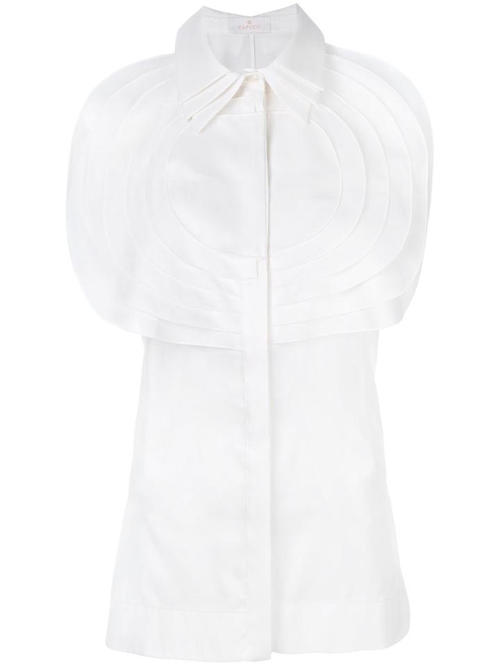 Capucci - Pleated Bib Sleeveless Shirt - Women - Silk/cotton - 42, White, Silk/cotton