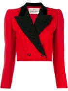 Valentino Vintage Cropped Fur-trim Jacket - Red