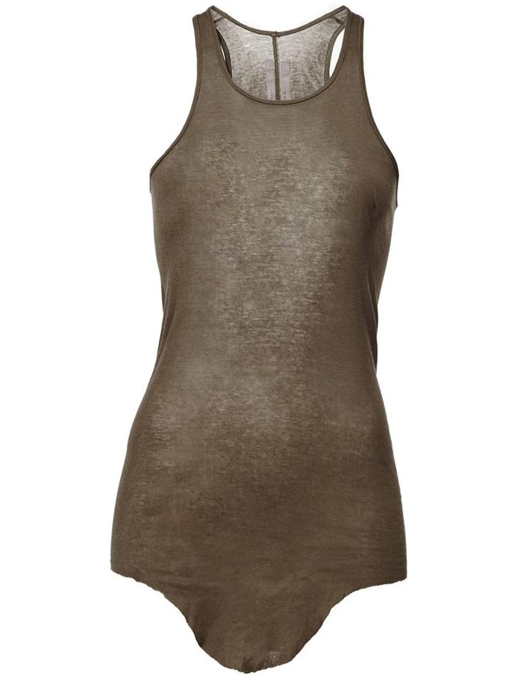 Rick Owens Curved Hem Tank Top, Women's, Size: 40, Green, Cotton