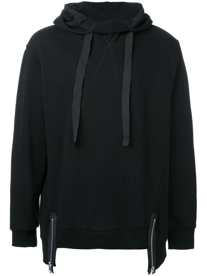 Matthew Miller Zipped Hem Hoodie, Men's, Size: Small, Black, Cotton