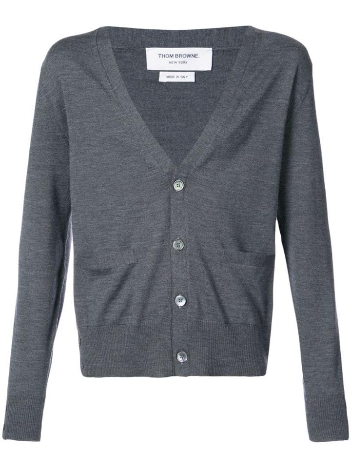 Thom Browne Mercerized Merino Cardigan - Grey