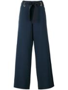 Alberta Ferretti Drawstring Flared Pants, Women's, Size: 40, Blue, Acetate/rayon/other Fibers