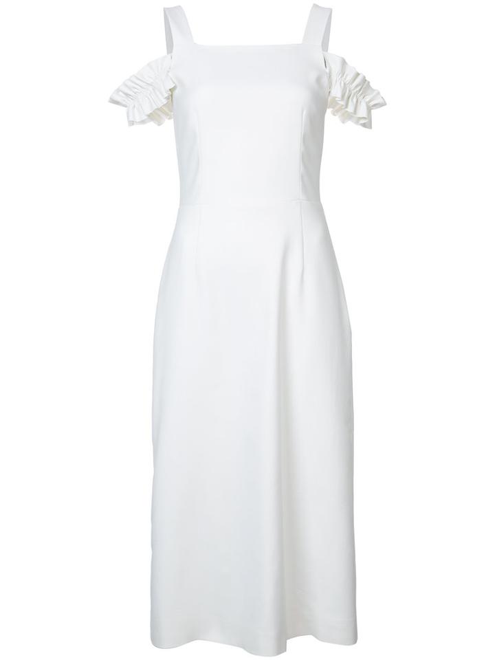 Mother Of Pearl - Off-shoulders Ruffled Sleeves Dress - Women - Polyamide/polyester/wool - 6, White, Polyamide/polyester/wool