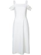 Mother Of Pearl - Off-shoulders Ruffled Sleeves Dress - Women - Polyamide/polyester/wool - 6, White, Polyamide/polyester/wool