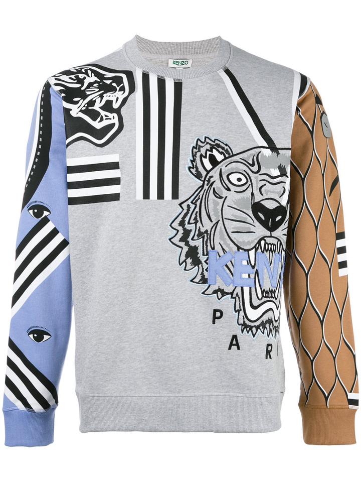 Kenzo Graphic Print Sweatshirt, Men's, Size: Small, Grey, Cotton/polyester