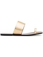 Atp Atelier Gold Astrid Leather Flat Sandals - Metallic