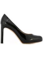 Salvatore Ferragamo Leo Pumps, Women's, Size: 5.5, Black, Patent Leather/leather