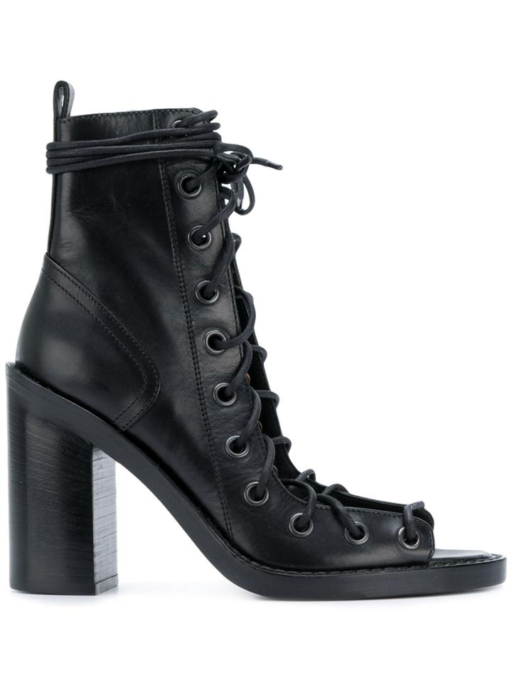 Ann Demeulemeester Open Lace-up Ankle Boots - Black