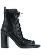 Ann Demeulemeester Open Lace-up Ankle Boots - Black