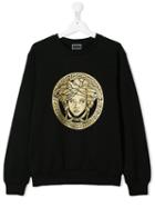 Young Versace Teen Medusa Medallion Sweatshirt - Black