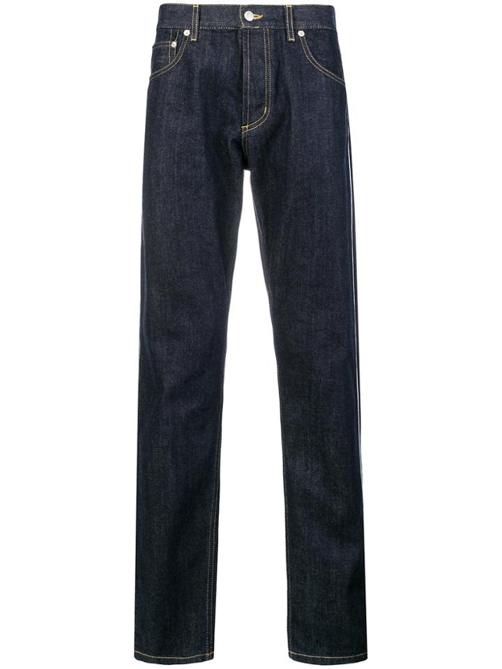 Alexander Mcqueen Piped Trim Detail Jeans - Blue