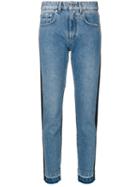 Msgm - Denim Two Tone Straight Leg Jeans - Women - Cotton/polyester - 40, Blue, Cotton/polyester