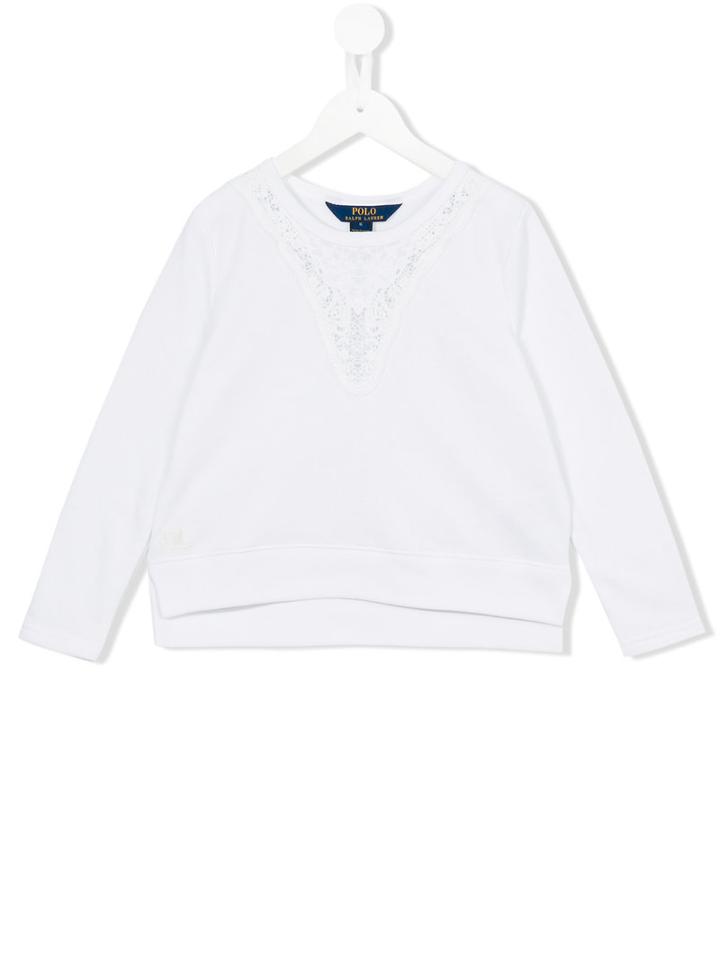Ralph Lauren Kids Embroidere Detail Sweatshirt, Toddler Girl's, Size: 3 Yrs, White