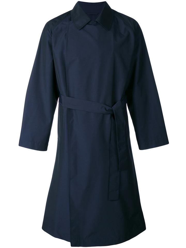 E. Tautz - Double Breasted Trench Coat - Men - Nylon/wool - S, Blue, Nylon/wool