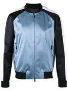 Emporio Armani Embroidered Eagle Bomber Jacket, Men's, Size: 48, Blue, Cotton/viscose/polyester