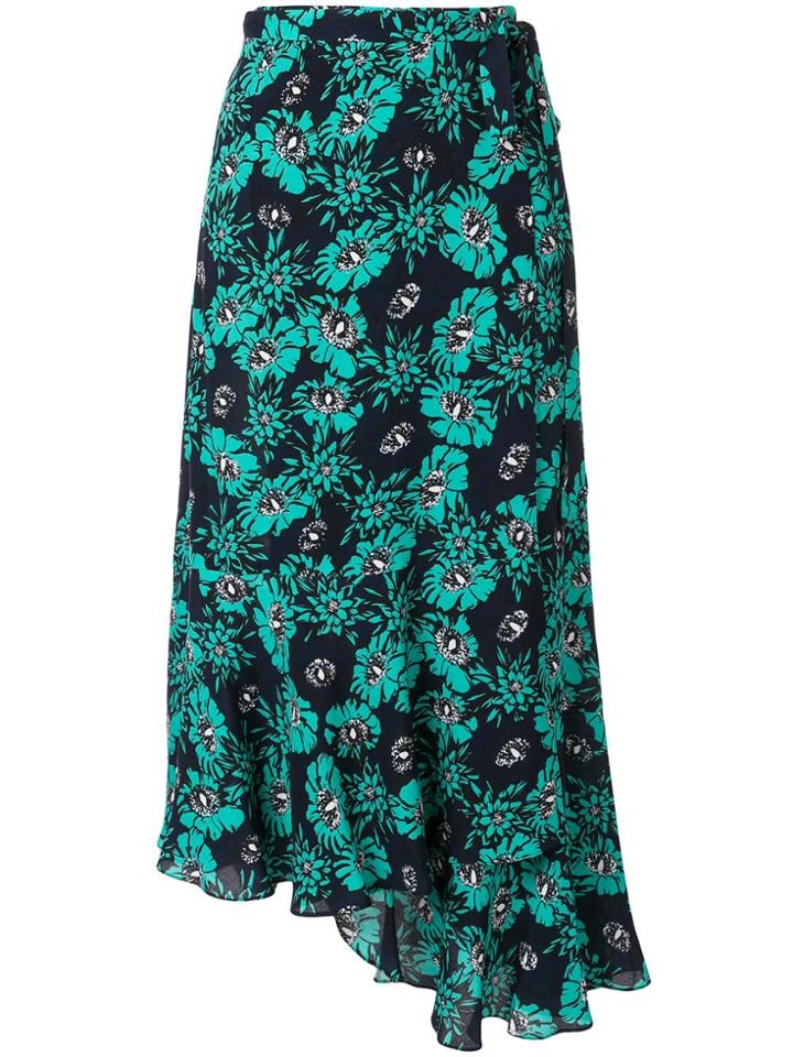 Markus Lupfer Floral Asymmetric Midi Skirt - Green