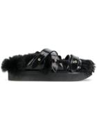 Simone Rocha Faux Fur Lined Strappy Sandals - Black