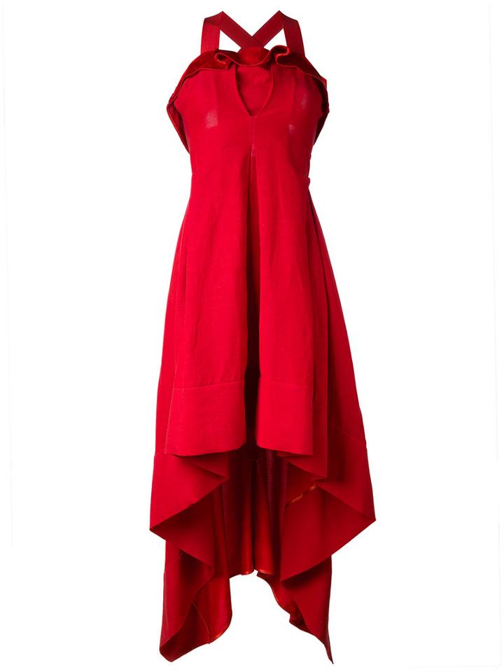 Twin-set - High-low Dress - Women - Linen/flax/acetate/viscose - 38, Red, Linen/flax/acetate/viscose