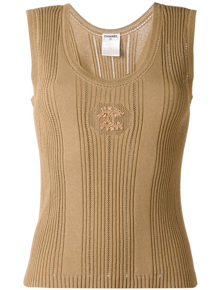 Chanel Vintage Ribbed Knit Vest - Brown