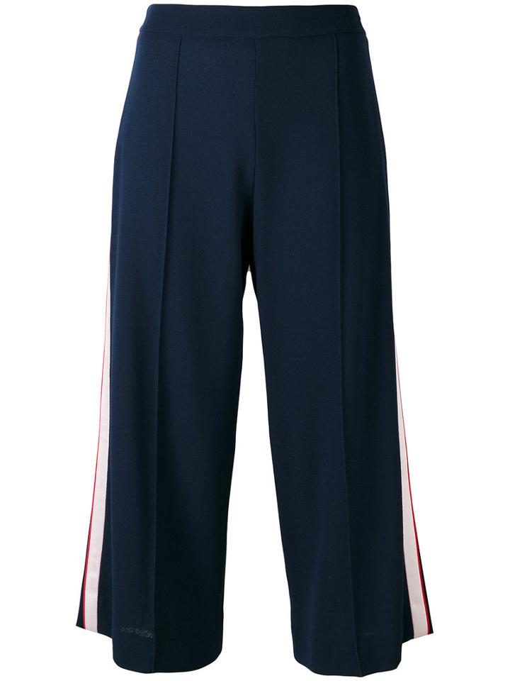 Mother Of Pearl - Cropped Trousers - Women - Acetate/viscose/wool - 8, Blue, Acetate/viscose/wool