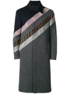 Fendi Panelled Stripe Coat - Grey