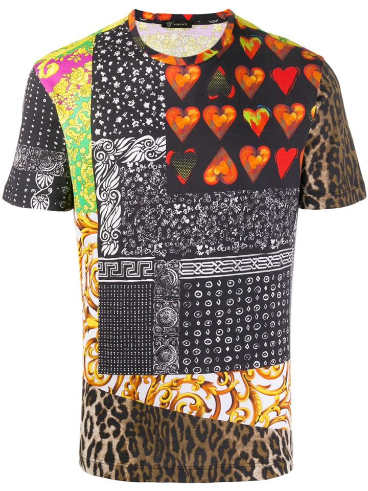 Versace Contrast Animal Print T-shirt - Black