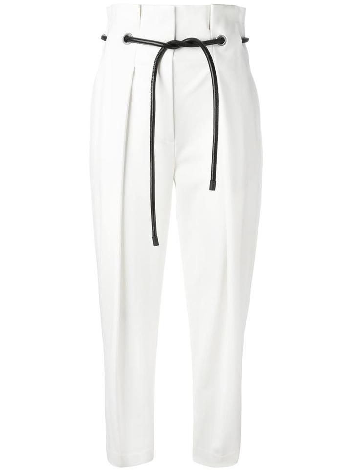 3.1 Phillip Lim Origami Pleat Trousers, Women's, Size: 4, White, Cotton/polyamide/spandex/elastane/polyurethane