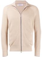 Brunello Cucinelli Ribbed Knit Zip Jumper - Neutrals