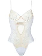 Janiero Lace Bodysuit, Women's, Size: P, White, Polyamide/elastodiene