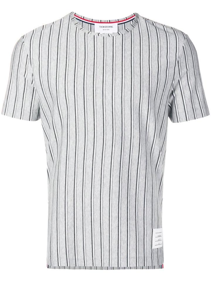 Thom Browne Tricolor Repp Stripe Jersey Tee - Grey