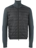 Moncler Knitted Sleeve Jacket, Men's, Size: Medium, Grey, Feather Down/acrylic/polyamide/virgin Wool