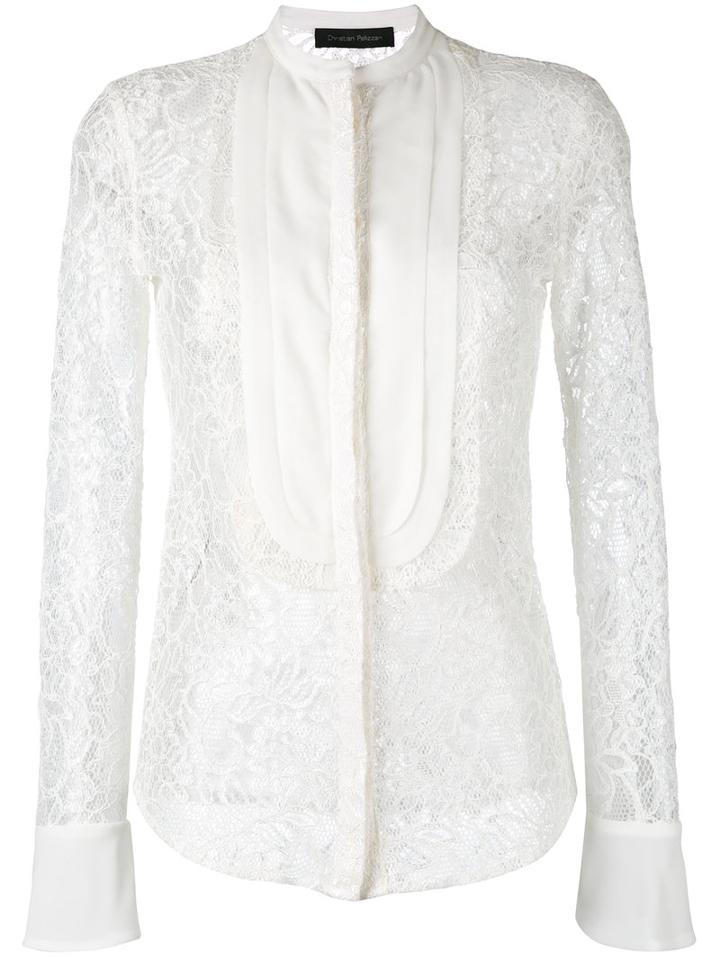 Christian Pellizzari Lace Shirt, Women's, Size: 42, White, Polyamide/polyester/viscose