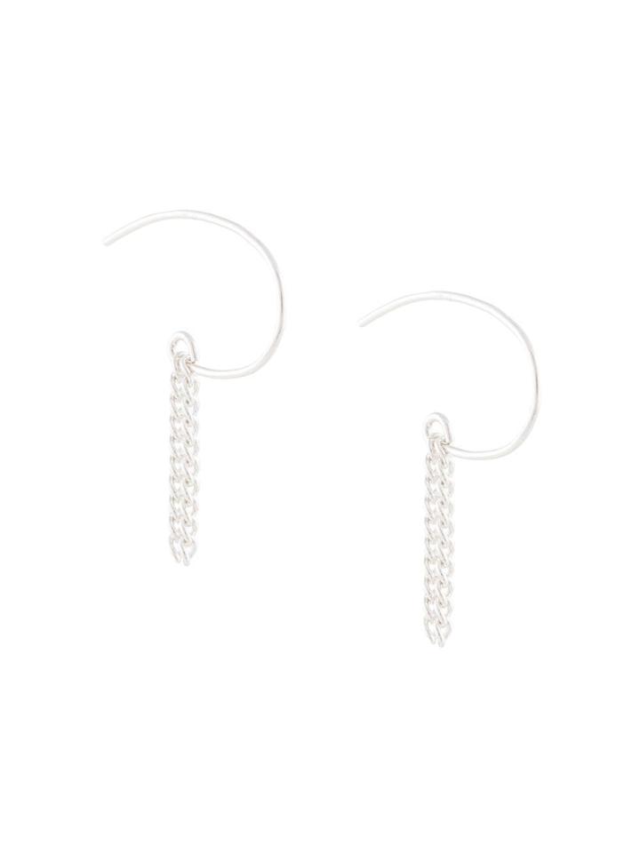 Petite Grand Double Chain Earrings - Silver