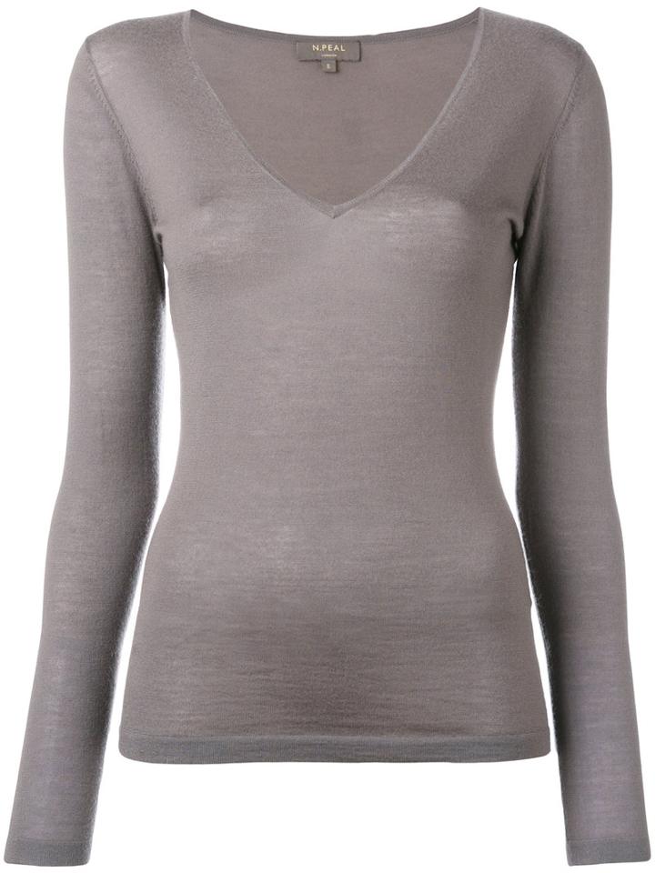 N.peal Superfine V-neck Jumper, Women's, Size: Medium, Nude/neutrals, Cashmere
