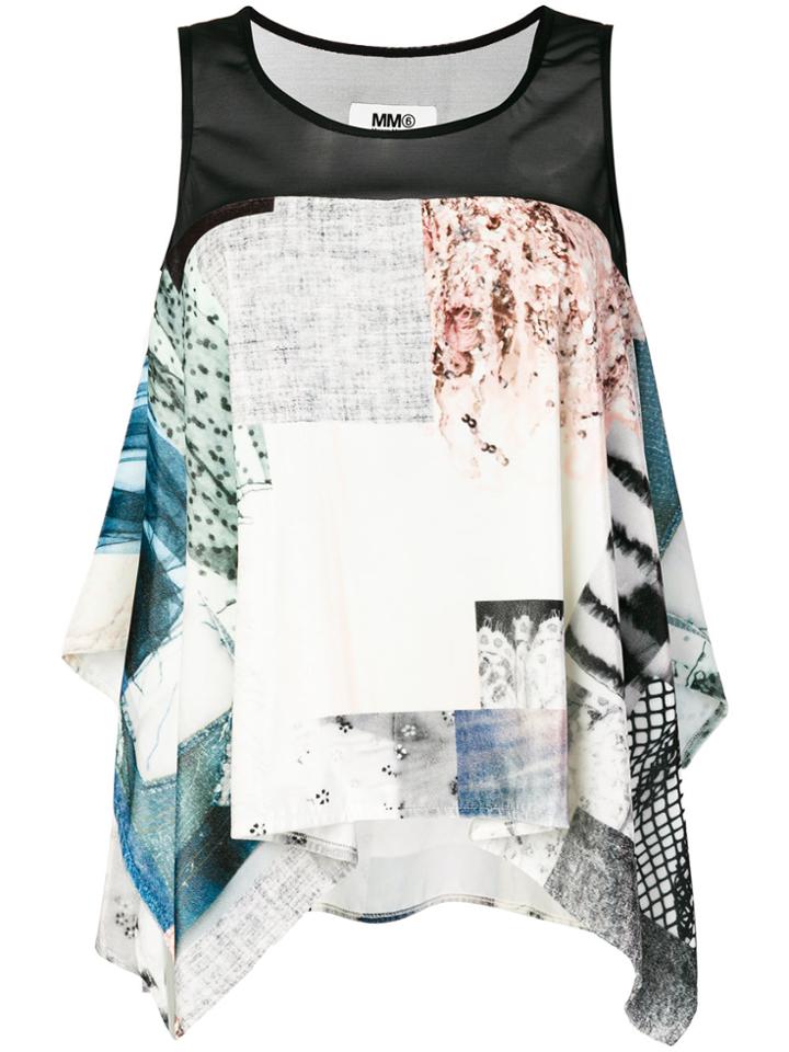 Mm6 Maison Margiela Patchwork Sleeveless Top - Blue