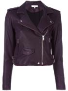 Iro Ashville Leather Biker Jacket, Women's, Size: 38, Pink/purple, Lamb Skin/rayon/polyester