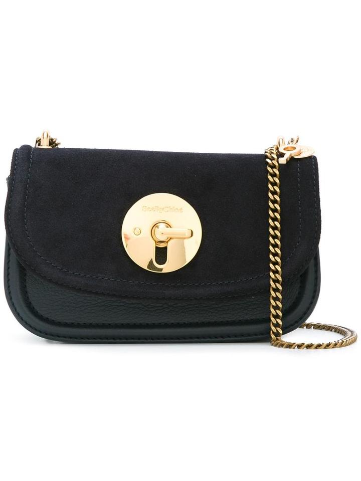 See By Chloé - Lois Small Shoulder Bag - Women - Cotton/calf Leather/leather - One Size, Blue, Cotton/calf Leather/leather