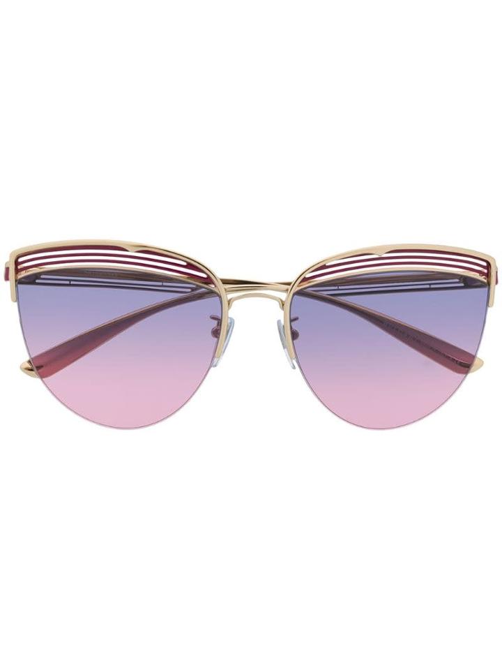 Bulgari Stripe Motif Cat-eye Sunglasses - Gold