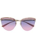 Bulgari Stripe Motif Cat-eye Sunglasses - Gold