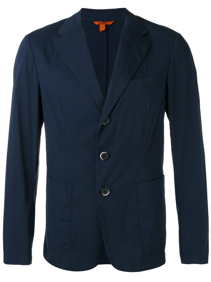 Barena Patch Pockets Blazer, Men's, Size: 46, Blue, Cotton/polyamide/spandex/elastane