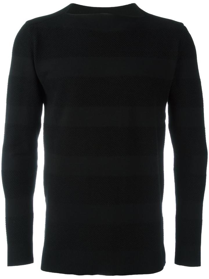Juun.j Striped Boat Neck Sweatshirt, Men's, Size: 48, Black, Polyester/rayon