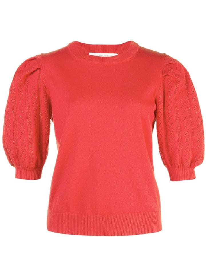 Carolina Herrera Patterned Sleeves Jumper - Red