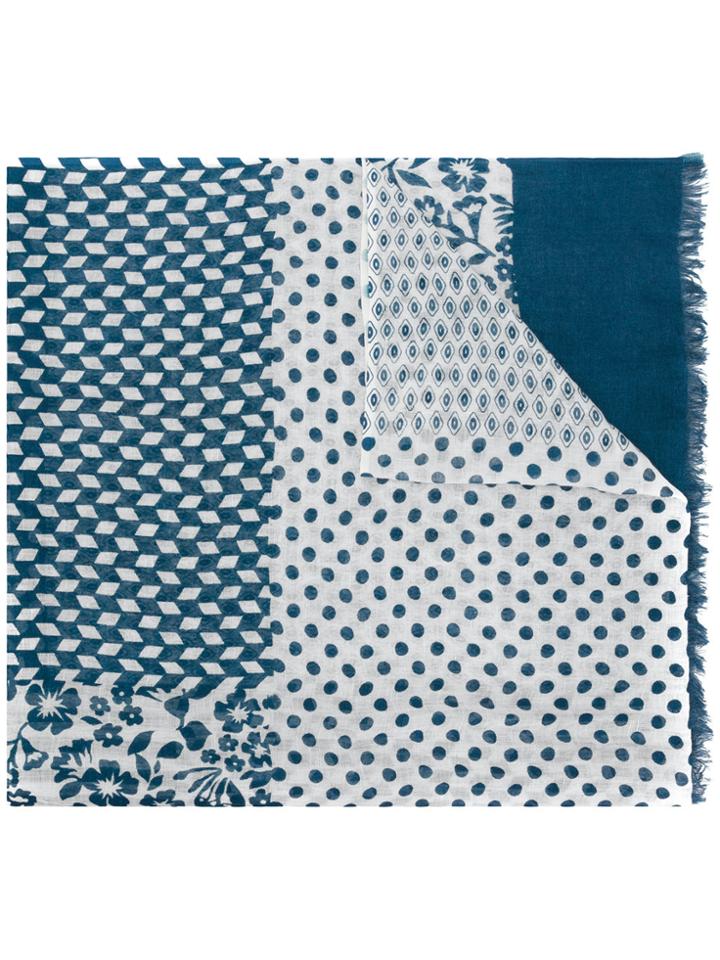 Altea Contrast Print Scarf - White