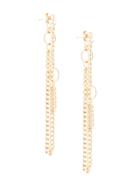 Petite Grand Circle And Chain Stud Earrings - Gold