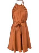 Pinko Tie Waist Halterneck Dress - Brown
